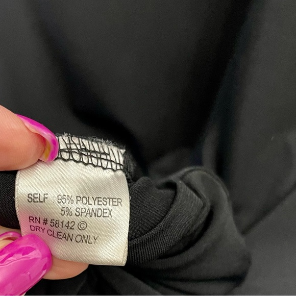 London Times Black Front Twist Knot V-Neck Midi Short Cap Sleeve Sheath Dress - Picture 8 of 9